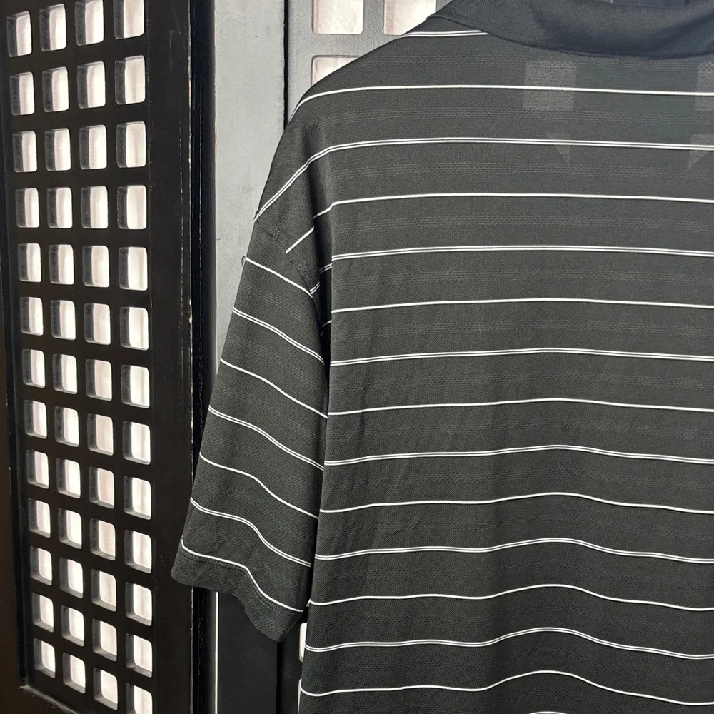 🖤 Nike Golf Black Polo Mens Large White Stripe Performance Collared 🖤 - Picture 7 of 12
